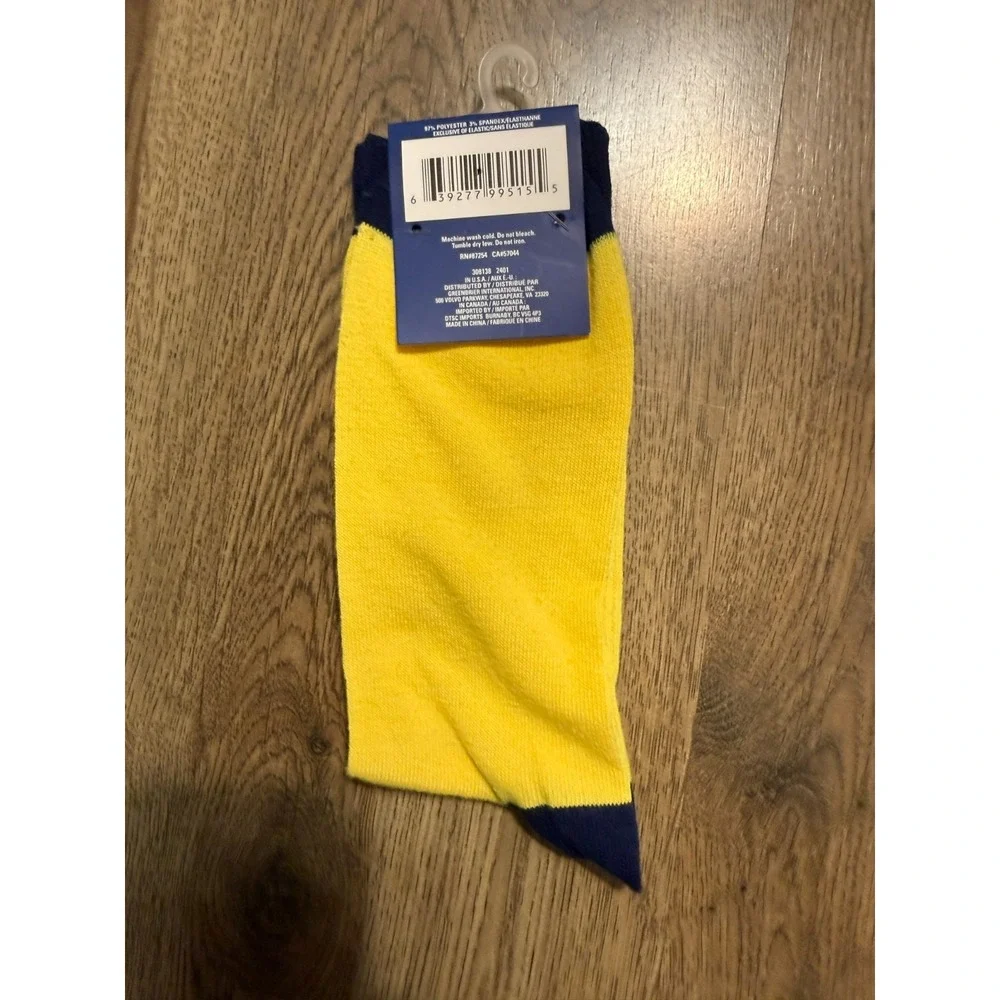 Juncture Socks Men's Size 6-12 Blue Yellow White Socks #1 Dad NWT
